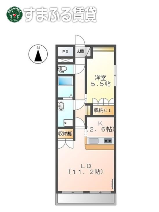 パークサイド U(1LDK/1階)の間取り写真