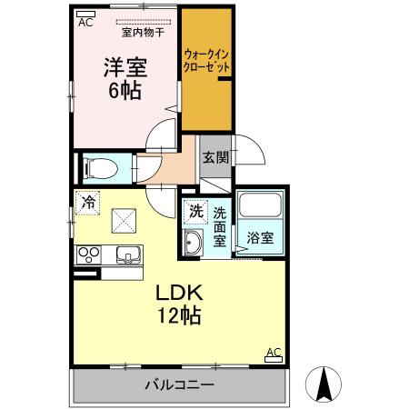 グランシャリオ A棟(1LDK/1階)の間取り写真