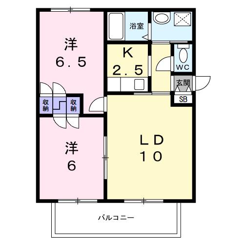 ベルスマート雲(2LDK/2階)の間取り写真
