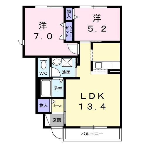 シャーメゾンきざきA(2LDK/1階)の間取り写真