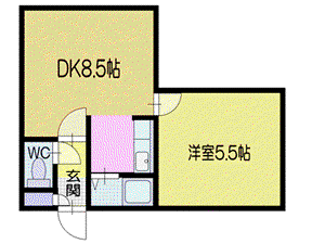 リーブルINAHO(1DK/2階)の間取り写真