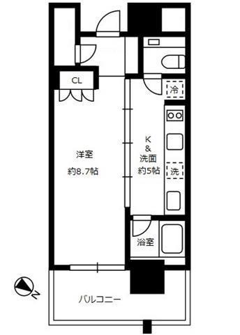 THE ROPPONGI TOKYO SUPERIOR RESIDEN(1K/7階)の間取り写真