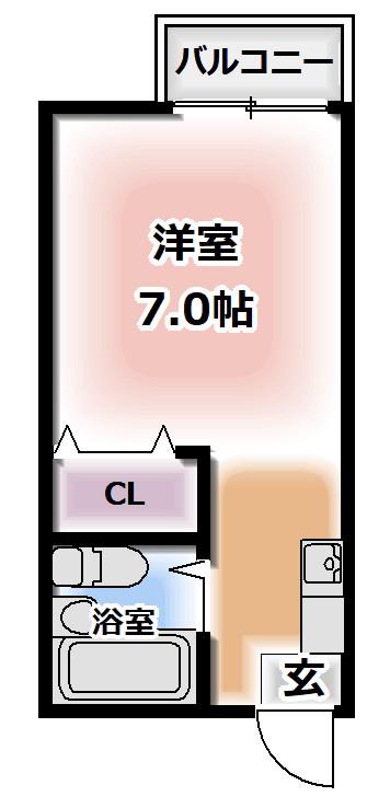 朝日ハイツ(ワンルーム/2階)の間取り写真