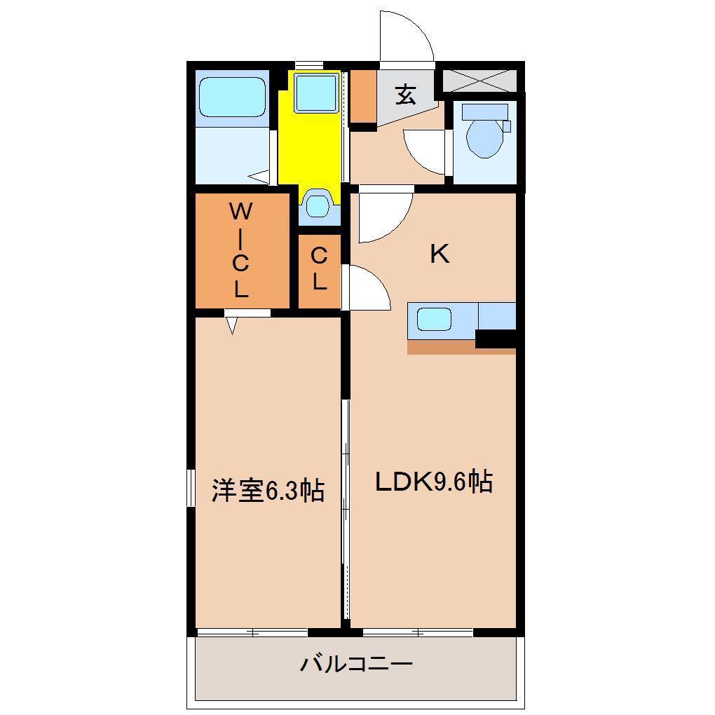 ピーチフローレ6TH(1LDK/3階)の間取り写真