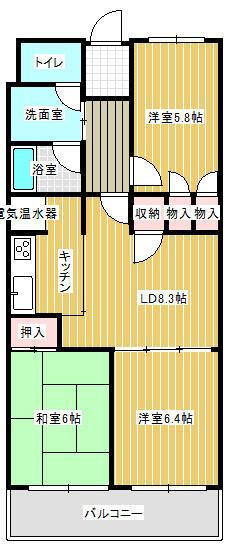 幸手スカイハイツ 1階(3LDK/1階)の間取り写真