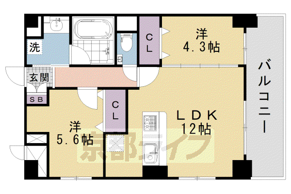 QUALIOR京都東山(2LDK/3階)の間取り写真