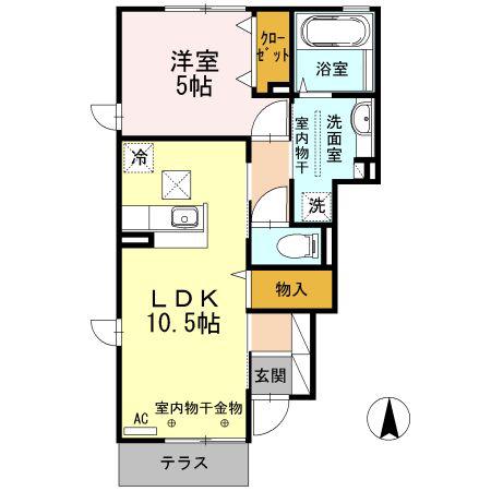 アンジェローズ(1LDK/1階)の間取り写真