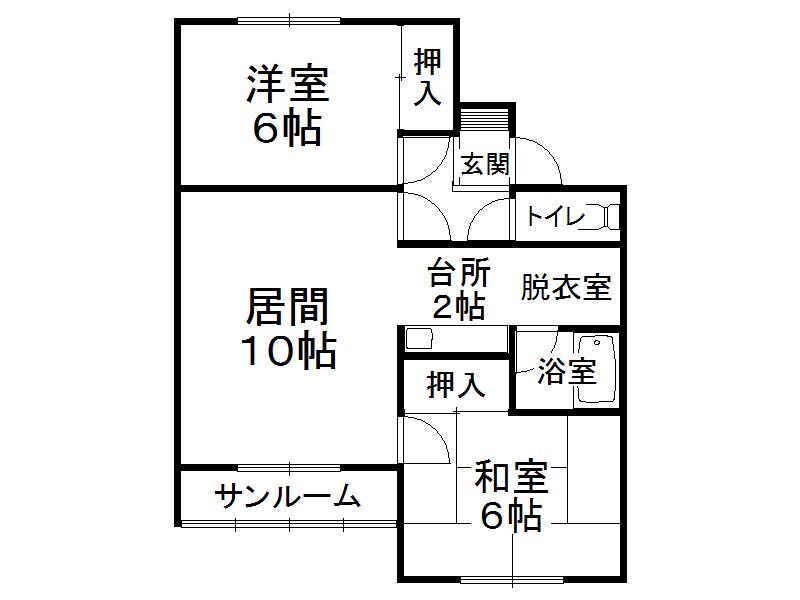 コーポ182A(2LDK/1階)の間取り写真