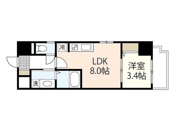 月光幟町壱番館(1LDK/2階)の間取り写真