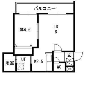 フォースアベニュー琴似(1LDK/2階)の間取り写真