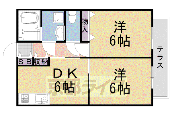 シャーメゾン香音 I番館・II番館(2DK/1階)の間取り写真