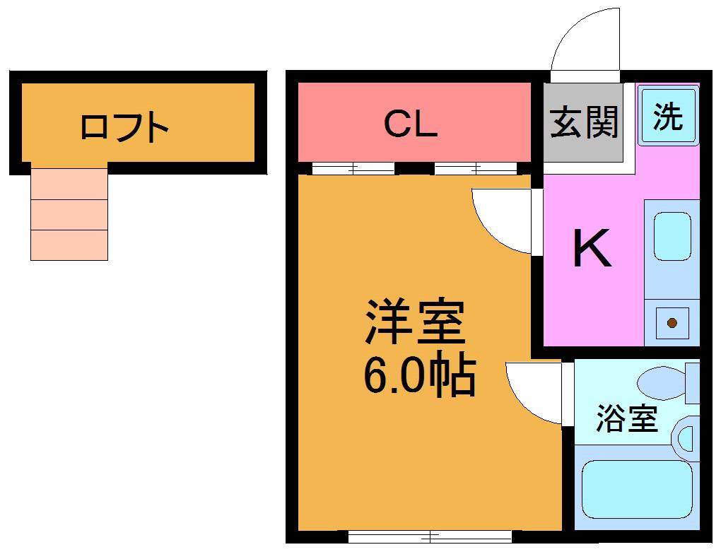 アークハイムII(1K/2階)の間取り写真