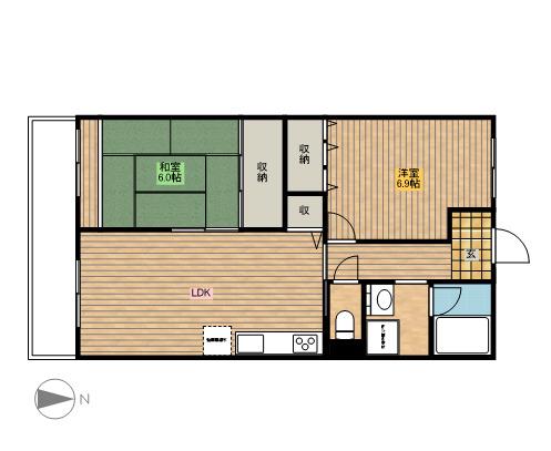 ケイズコート(2LDK/4階)の間取り写真
