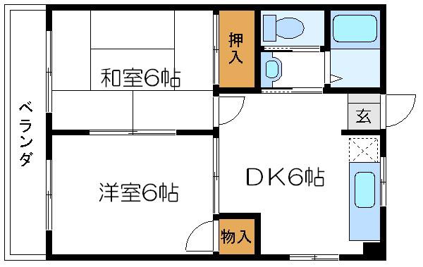 清水マンション(2DK/3階)の間取り写真