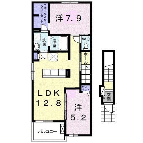 ルボヌール(2LDK/2階)の間取り写真