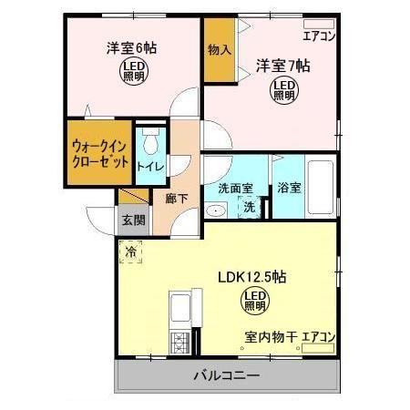 大黒屋 九番館(2LDK/2階)の間取り写真
