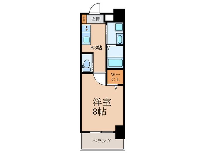 シュライン恵比寿タワーレジデンス(1K/3階)の間取り写真