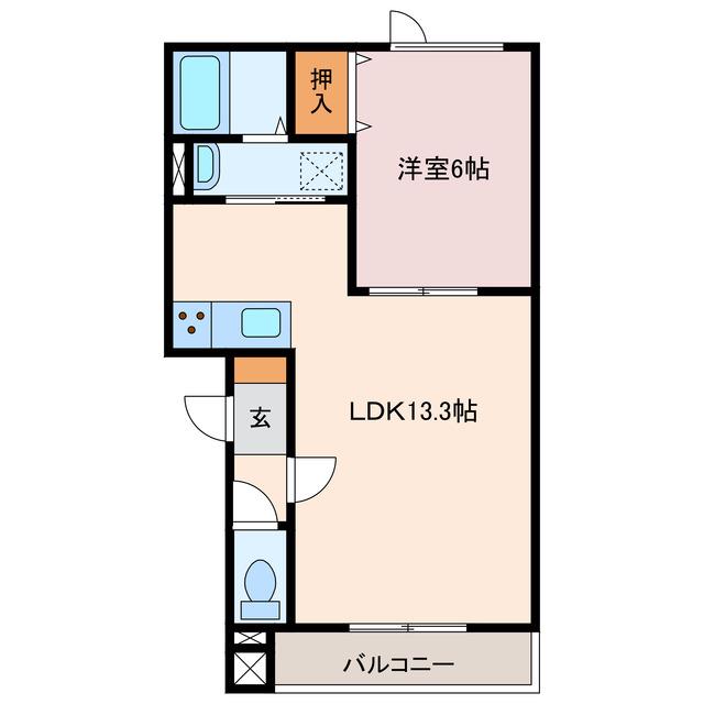 大町2丁目(1LDK/3階)の間取り写真