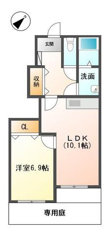 WOOD STOCK ONE(1LDK/1階)の間取り写真