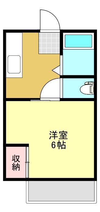 シルクハイツB(1K/2階)の間取り写真