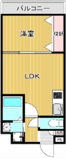テラ山之内(1DK/2階)の間取り写真