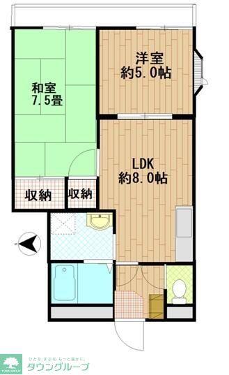 トレボーンミモミI(2LDK/2階)の間取り写真