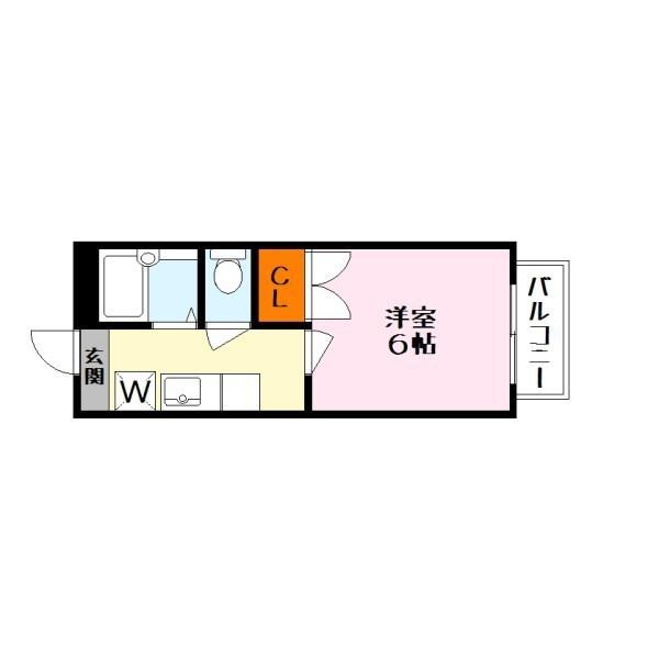 アーバニア西草津 B棟(1K/2階)の間取り写真