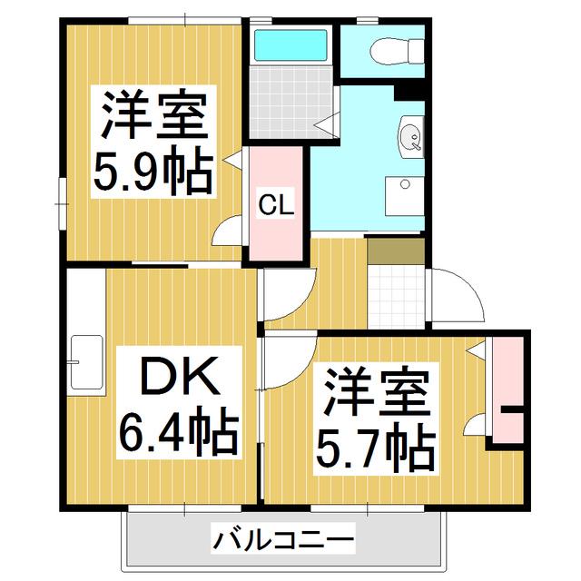 パストラル宮下 B(2DK/2階)の間取り写真