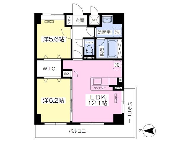 CASA LA VERDE(2LDK/4階)の間取り写真