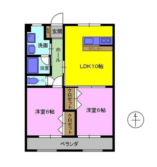 パークタウン畑中 ND棟(2LDK/1階)の間取り写真