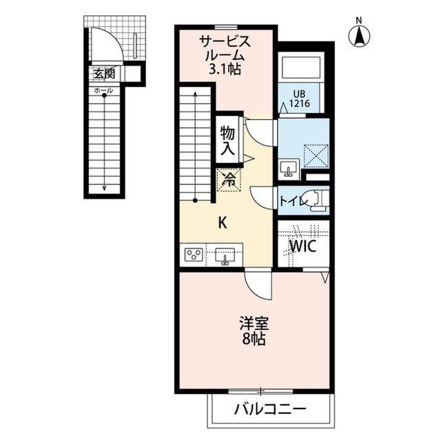 DOLCE(1SK/2階)の間取り写真