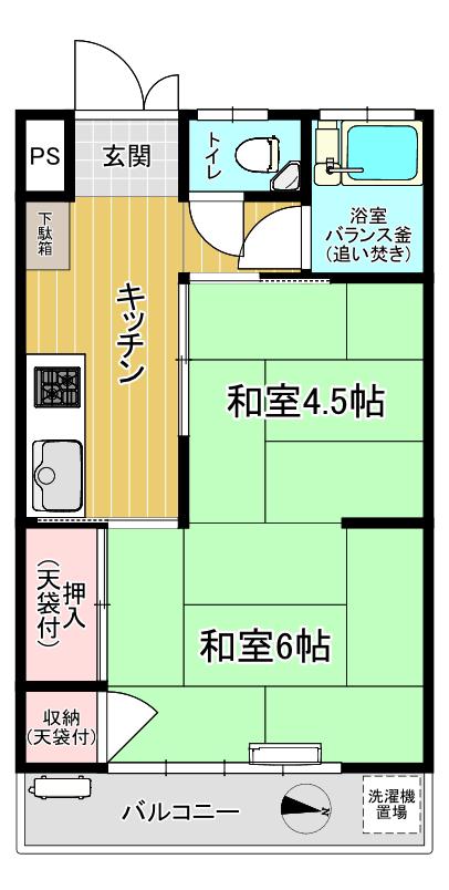 やまぐち荘(2K/1階)の間取り写真