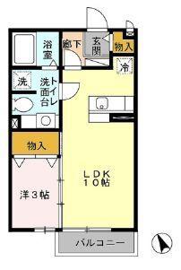 アムールヒルズ(1LDK/1階)の間取り写真