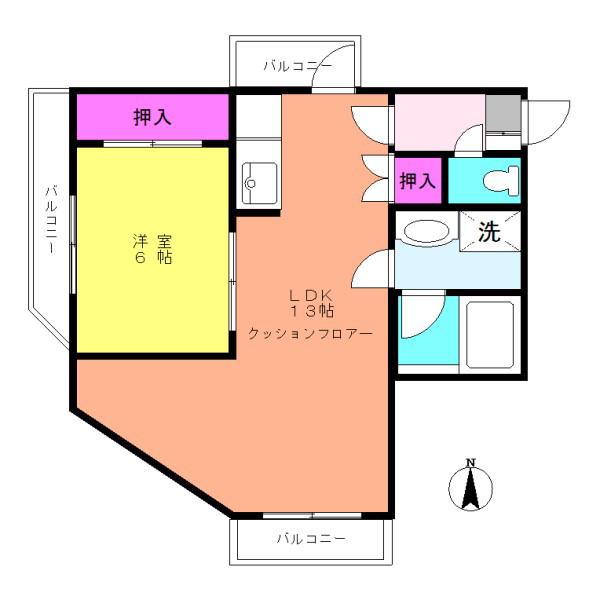 プロスパー市ヶ尾(1LDK/1階)の間取り写真