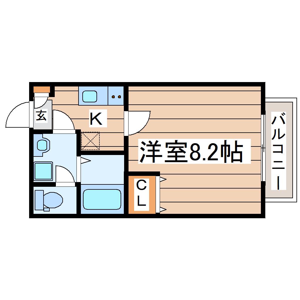 ネオステージ萩野町(1K/1階)の間取り写真
