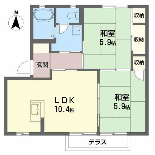 ピュアハイムB(2LDK/1階)の間取り写真