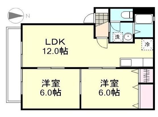 ゴールドクレスト(2LDK/1階)の間取り写真