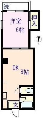 大陽工業弥生町ビル(1DK/2階)の間取り写真