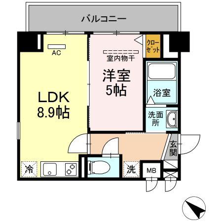 エンドレスタワー(1LDK/5階)の間取り写真