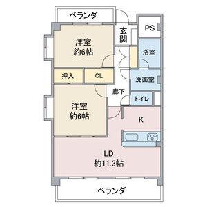 グランディール中京(2LDK/2階)の間取り写真
