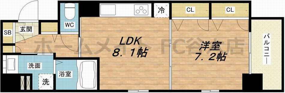 シェーンブルン(1LDK/10階)の間取り写真