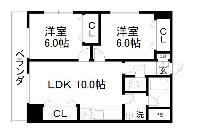ルミエール嵯峨野(2LDK/3階)の間取り写真