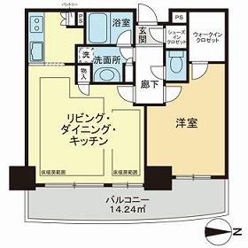 クレッセント川崎タワー(1LDK/28階)の間取り写真
