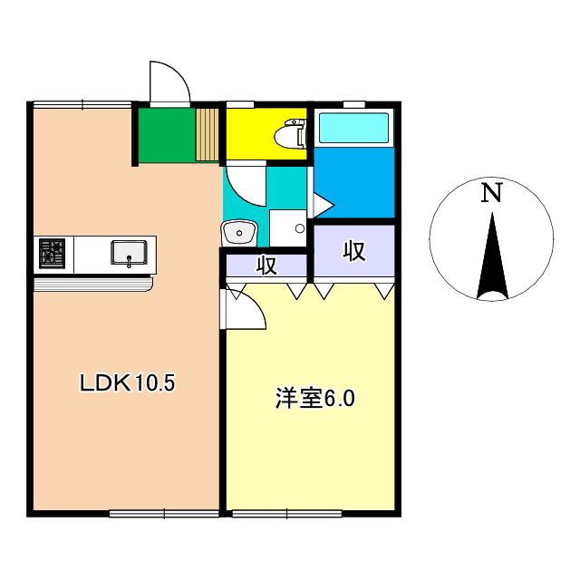 福井ハイツ(1LDK/1階)の間取り写真
