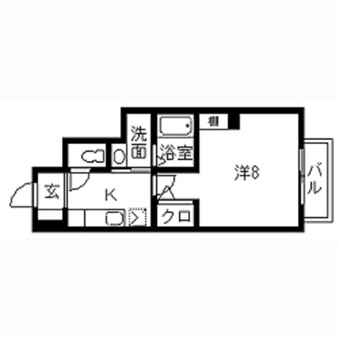 セピアコートⅡB棟(1K/1階)の間取り写真
