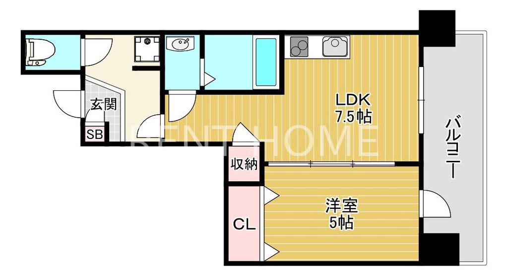 フウキレジデンス(1LDK/5階)の間取り写真