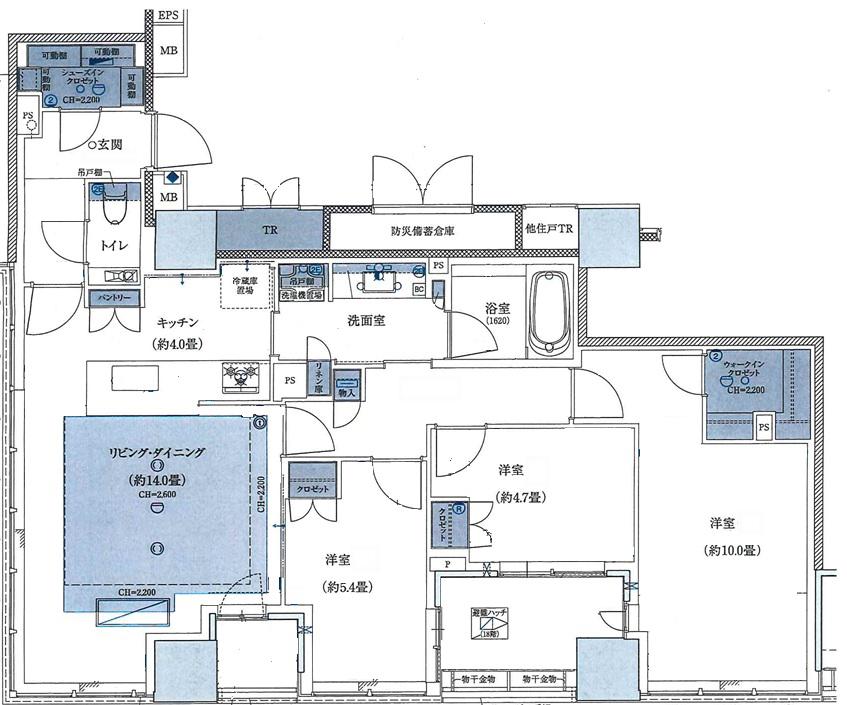 BRULLIA二番町(3LDK/18階)の間取り写真