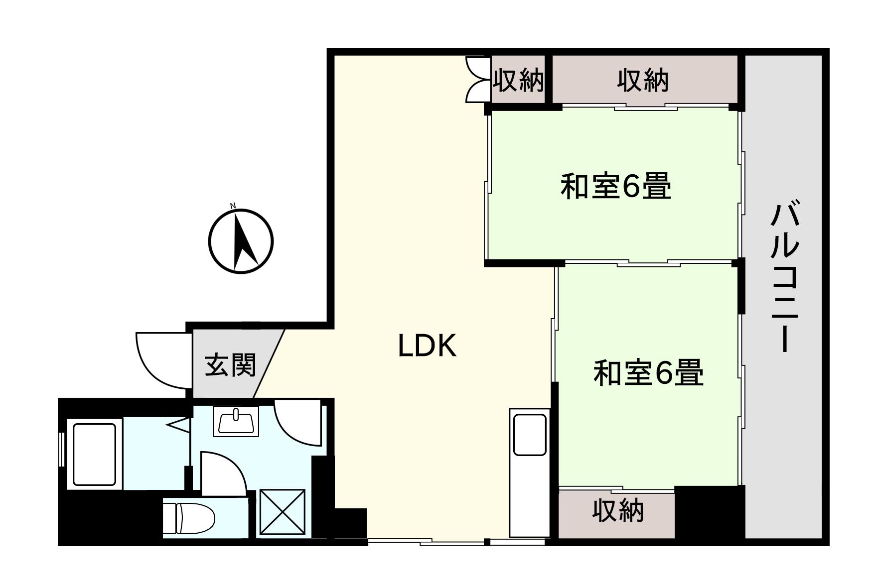 アシスト青森マンション(2LDK/4階)の間取り写真