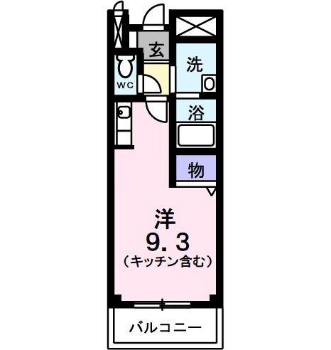 アドミラーブル(ワンルーム/2階)の間取り写真