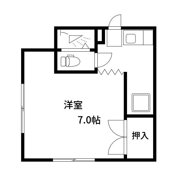 滝沢ビル(1K/2階)の間取り写真